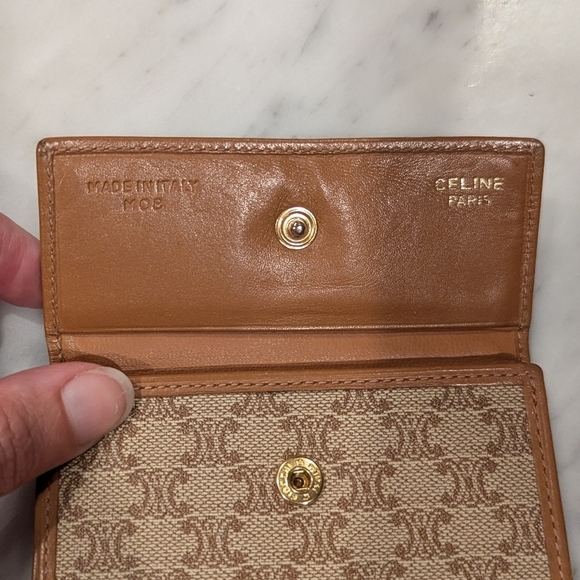 CELINE Signature Macadam Trifold Leather Wallet Tan and Beige - Picture 7 of 7